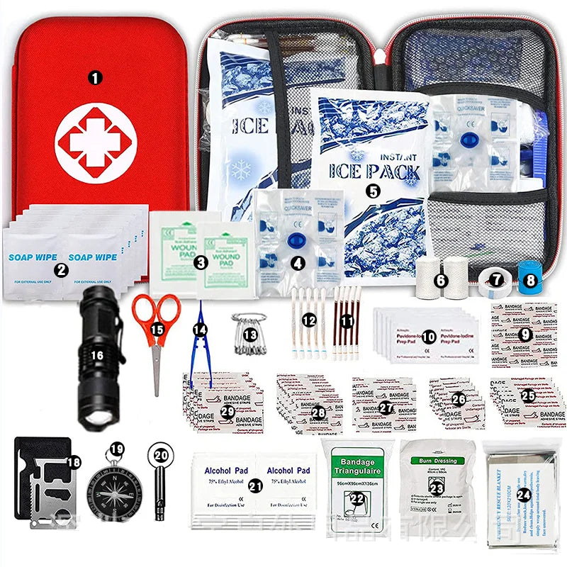 Outdoor Survival Kit for Camping, Travel, Multifunction Emergency Medical Bag, Tactical First Aid Kit, SOS Wilderness Adventure