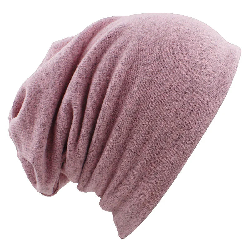 LOVINGSHA Autumn Winter Dual-use Hats For Women Girl Scarf Solid Design Thin Ladies Fashion Feminino Skullies Beanies HT078