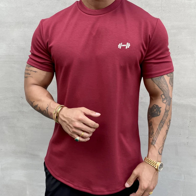 Summer Cotton t Shirt Men Short Sleeve t-Shirt Fitness Gym t-Shirts Training Sport Tee Shirts Fashion Casual Tops Man Clothing