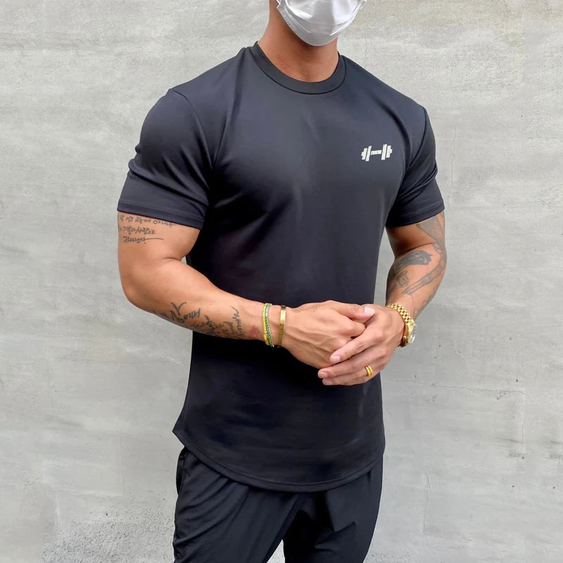 Summer Cotton t Shirt Men Short Sleeve t-Shirt Fitness Gym t-Shirts Training Sport Tee Shirts Fashion Casual Tops Man Clothing