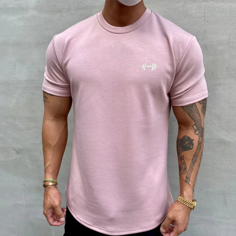 Summer Cotton t Shirt Men Short Sleeve t-Shirt Fitness Gym t-Shirts Training Sport Tee Shirts Fashion Casual Tops Man Clothing