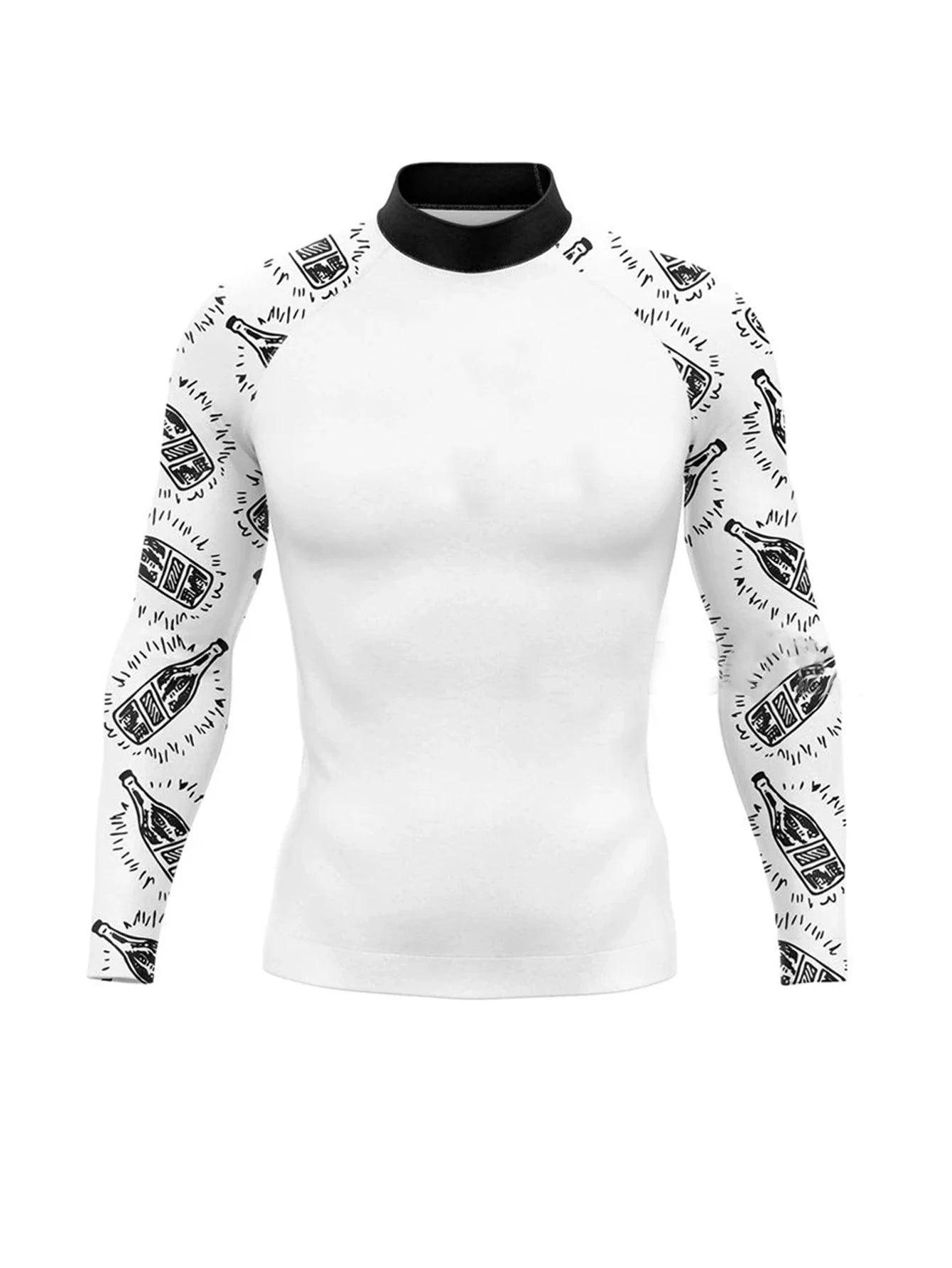 Men's Rashguard Long Sleeve Surfing Shirts Sunscreen Lycra Fabric Surf Sweatshirt UV Protection Swimwear