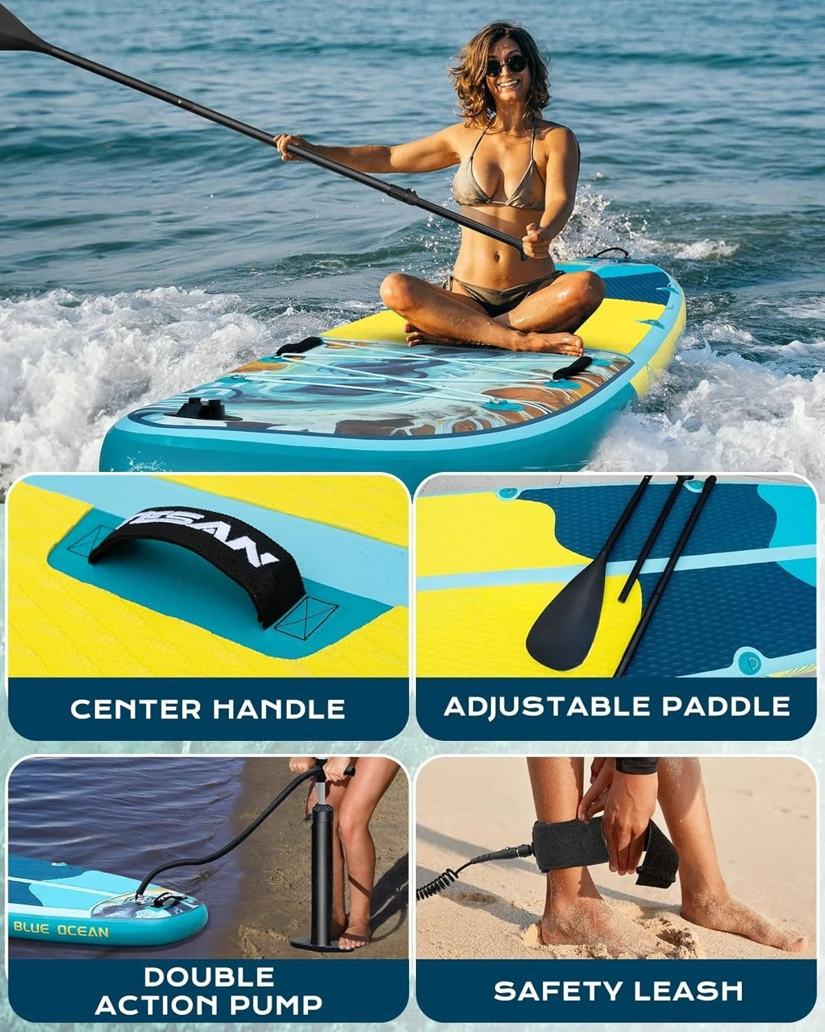11'6x35'' Extra Wide Inflatable Paddle Board,All-Round Ultra Stable Stand Up Paddleboards with Plus Kits for 450lb