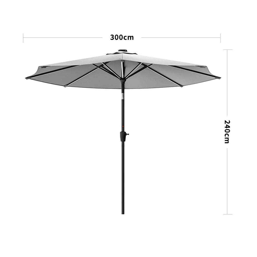【Breeins】Large Solar Powered LED Patio Umbrella for Outdoor Garden Patio