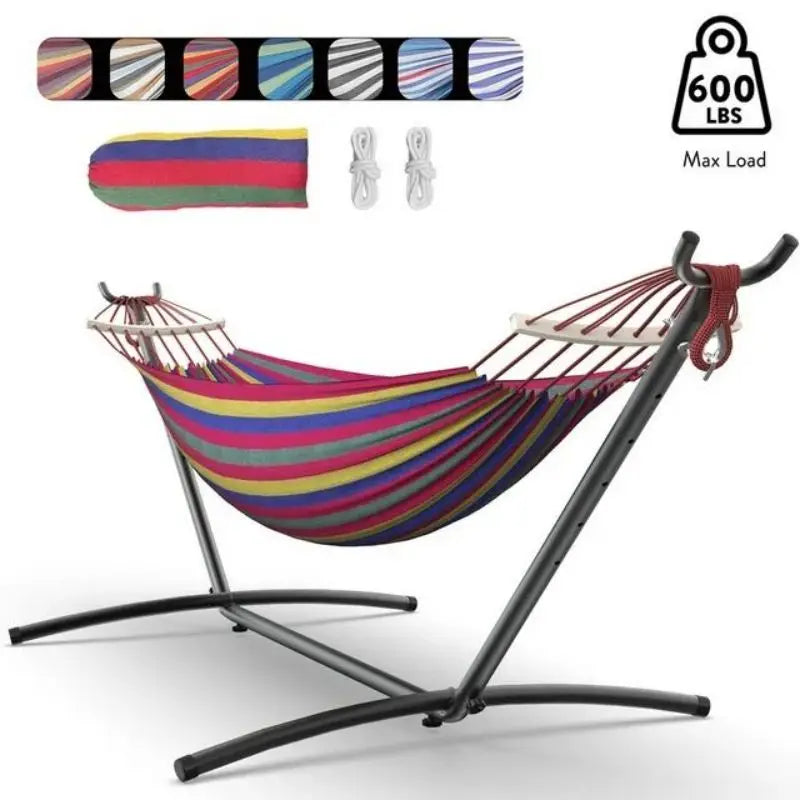 Hammock with Adjustable Stand- Stylish Hammock Bed w/Storage Bag, 600lb Capacity