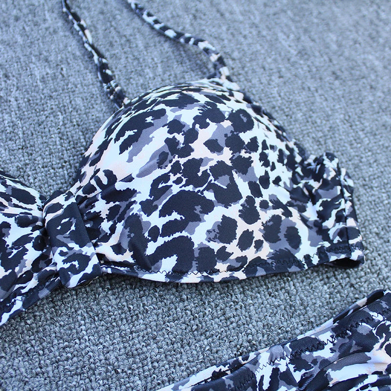 Vintage Bikini Set Push Up Biquini 2025 Two Piece Swimwear Women's Swimsuit Plus Size Brazilian Bathing Suit Leopard Beachwear