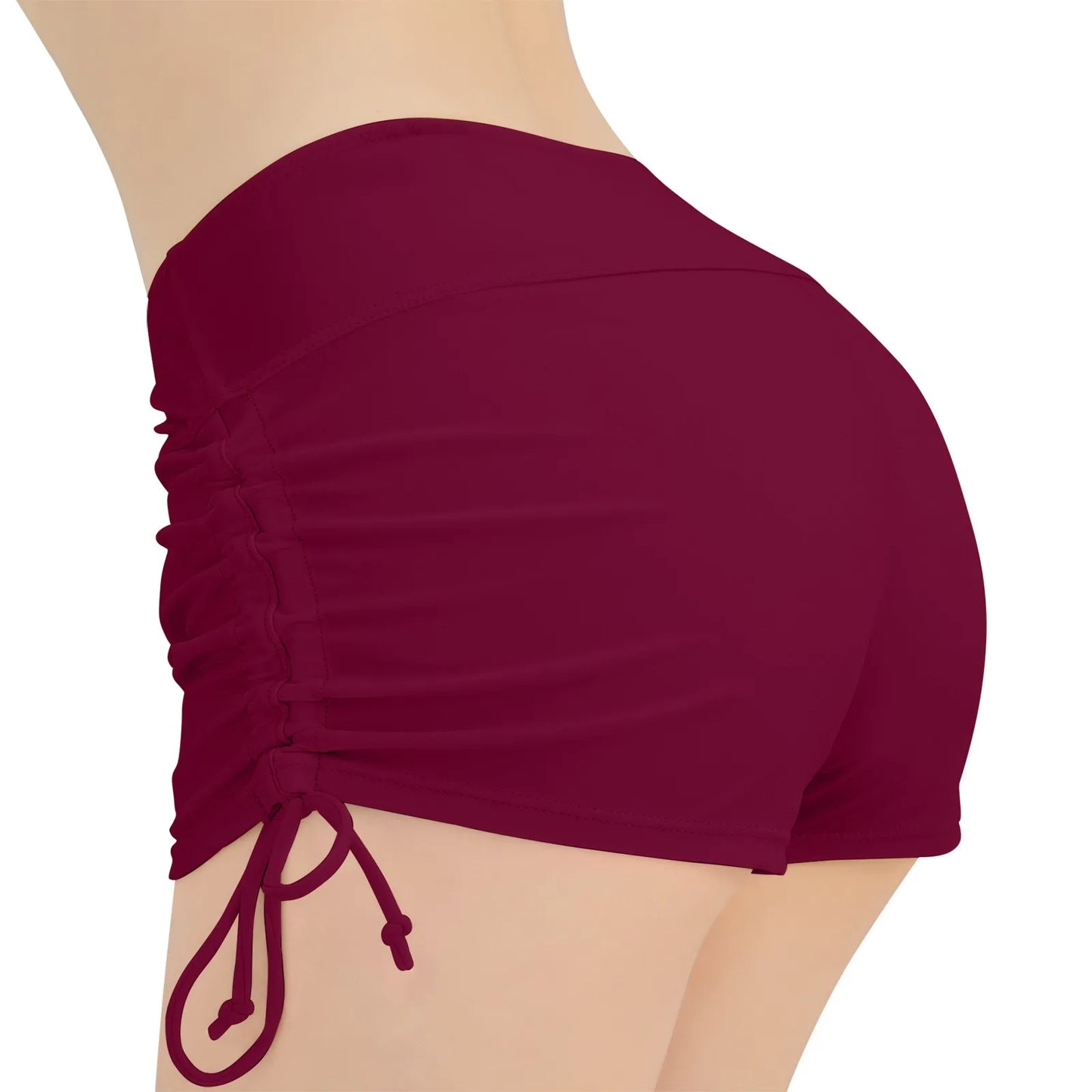 Women Swimsuit Panties Swimwear Beach Shorts High Waist Sides Adjustable Drawstring Stretch Sports Bathing Suit Tankini Bottoms
