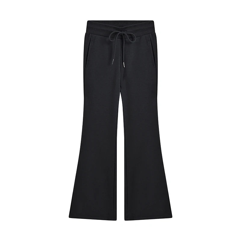 Autumn Winter Sweatpants Low-waisted Trousers Black Grey Drawstring Flare Pants Streetwear High Quality Women Long Pants