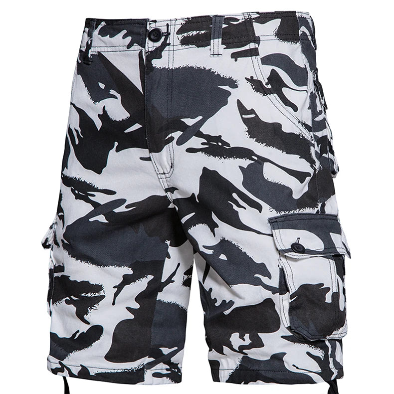 Men's Camo Shorts Summer Casual Half Pants Camouflage Outdoor Sports Short Pants Side Pocket Cotton Breathable Shorts