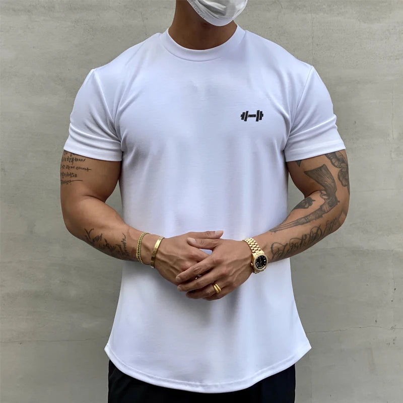 Summer Cotton t Shirt Men Short Sleeve t-Shirt Fitness Gym t-Shirts Training Sport Tee Shirts Fashion Casual Tops Man Clothing