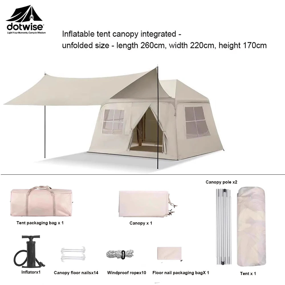 2-5 Person Outdoor Camping Inflatable Tent Waterproof Family Awning Beach Tent Quick Open Tent Picnic Park Anti-UV Shade