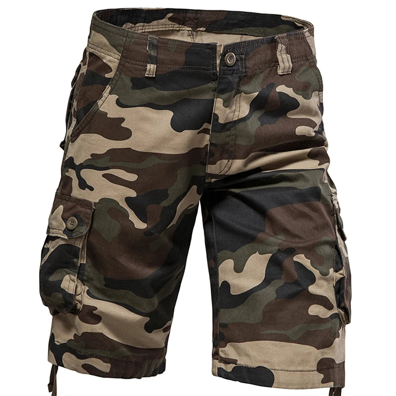 Men's Camo Shorts Summer Casual Half Pants Camouflage Outdoor Sports Short Pants Side Pocket Cotton Breathable Shorts