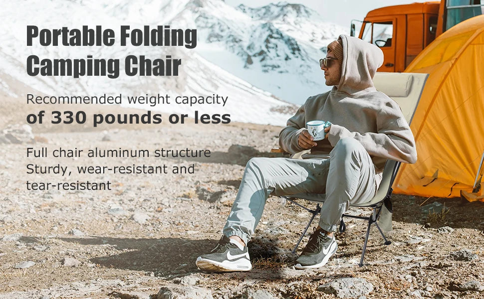 Portable Folding Camping Chair with Headrest Lightweight Tourist Chairs Aluminum Alloy Fishing Chair Outdoor Furniture