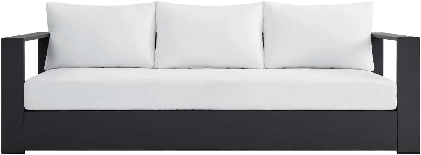 Outdoor Patio Powder-Coated Aluminum Sofa, Gray White