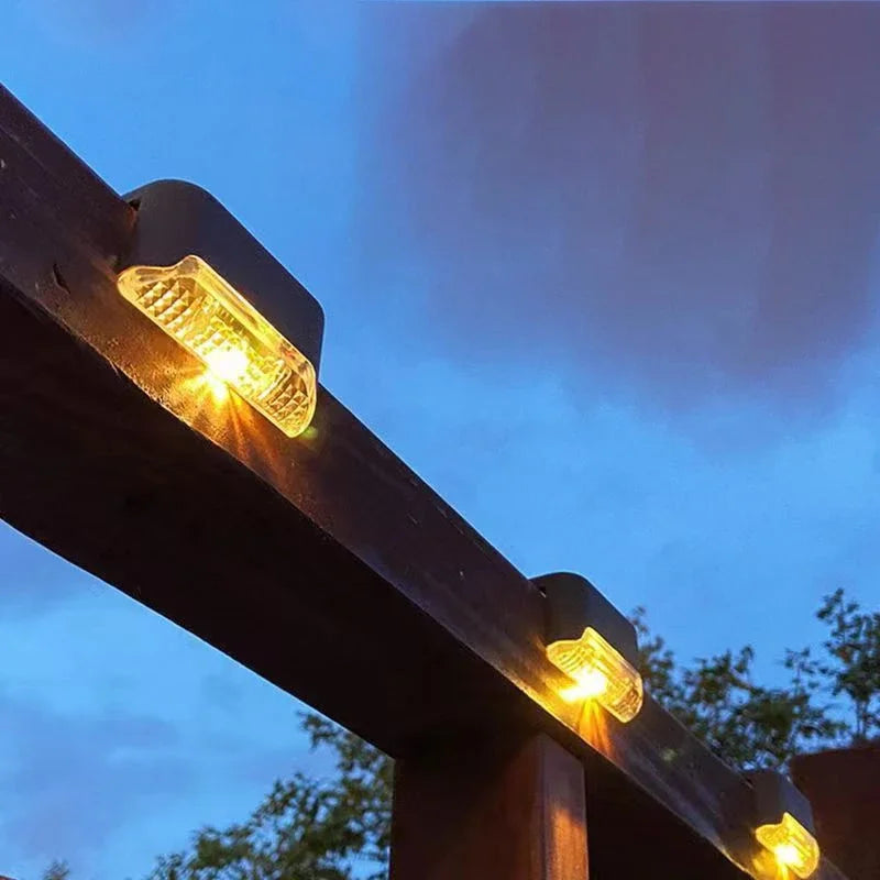 4Pcs Garden Fence LED Wall Light Deck Step Lamp Yard Corridor Landscape Lighting External Solar Wall Lamp Home Decor Night Light