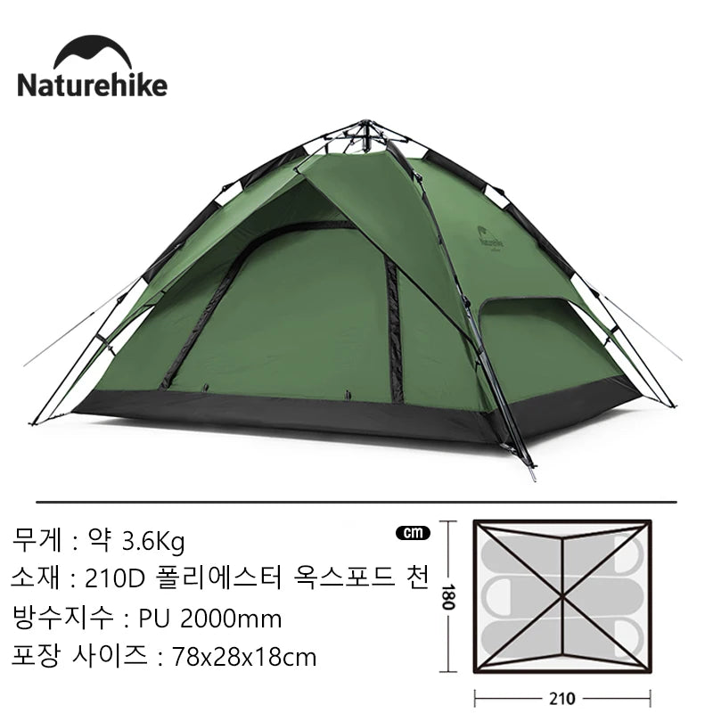 Camping Automatic Tent One Touch Waterproof Roof Top Tents Double Door 3 Person Tent Outdoor Beach Fish Shelter Tent