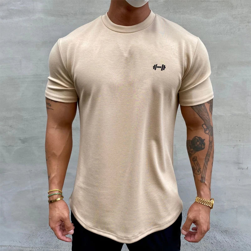 Summer Cotton t Shirt Men Short Sleeve t-Shirt Fitness Gym t-Shirts Training Sport Tee Shirts Fashion Casual Tops Man Clothing