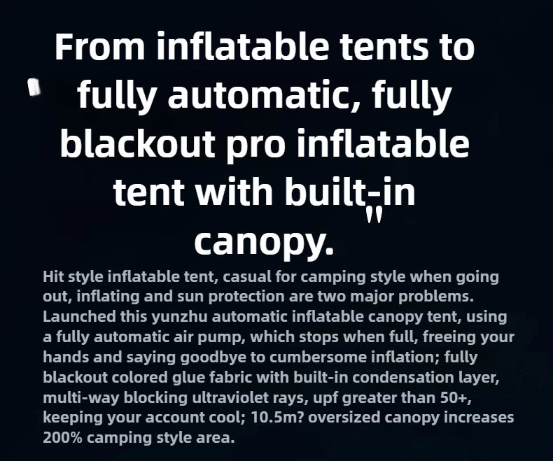 2-5 Person Outdoor Camping Inflatable Tent Waterproof Family Awning Beach Tent Quick Open Tent Picnic Park Anti-UV Shade