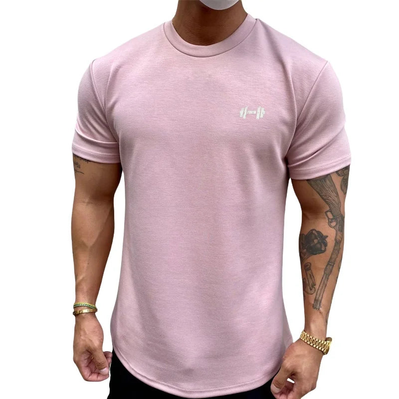 Summer Cotton t Shirt Men Short Sleeve t-Shirt Fitness Gym t-Shirts Training Sport Tee Shirts Fashion Casual Tops Man Clothing