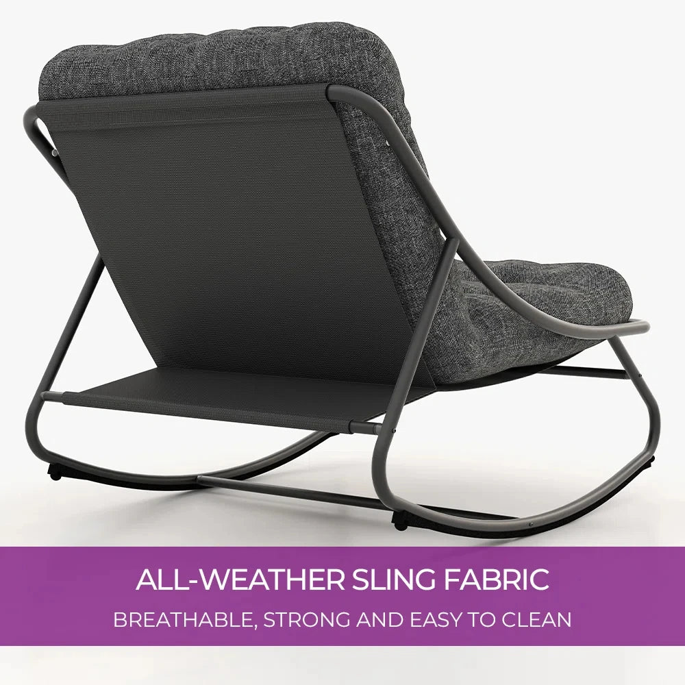 Outdoor Rocking Chair, Padded Cushion Recliner Rocker for Front Porch Sunroom Patio Backyard