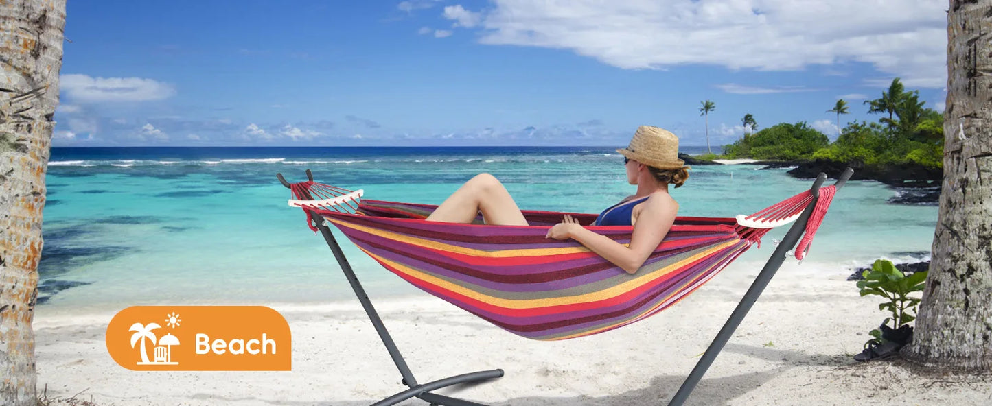 Hammock with Adjustable Stand- Stylish Hammock Bed w/Storage Bag, 600lb Capacity