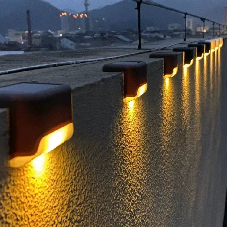 4Pcs Garden Fence LED Wall Light Deck Step Lamp Yard Corridor Landscape Lighting External Solar Wall Lamp Home Decor Night Light