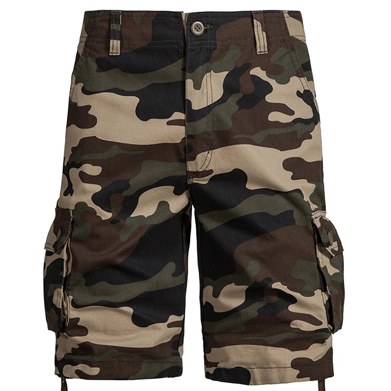 Men's Camo Shorts Summer Casual Half Pants Camouflage Outdoor Sports Short Pants Side Pocket Cotton Breathable Shorts