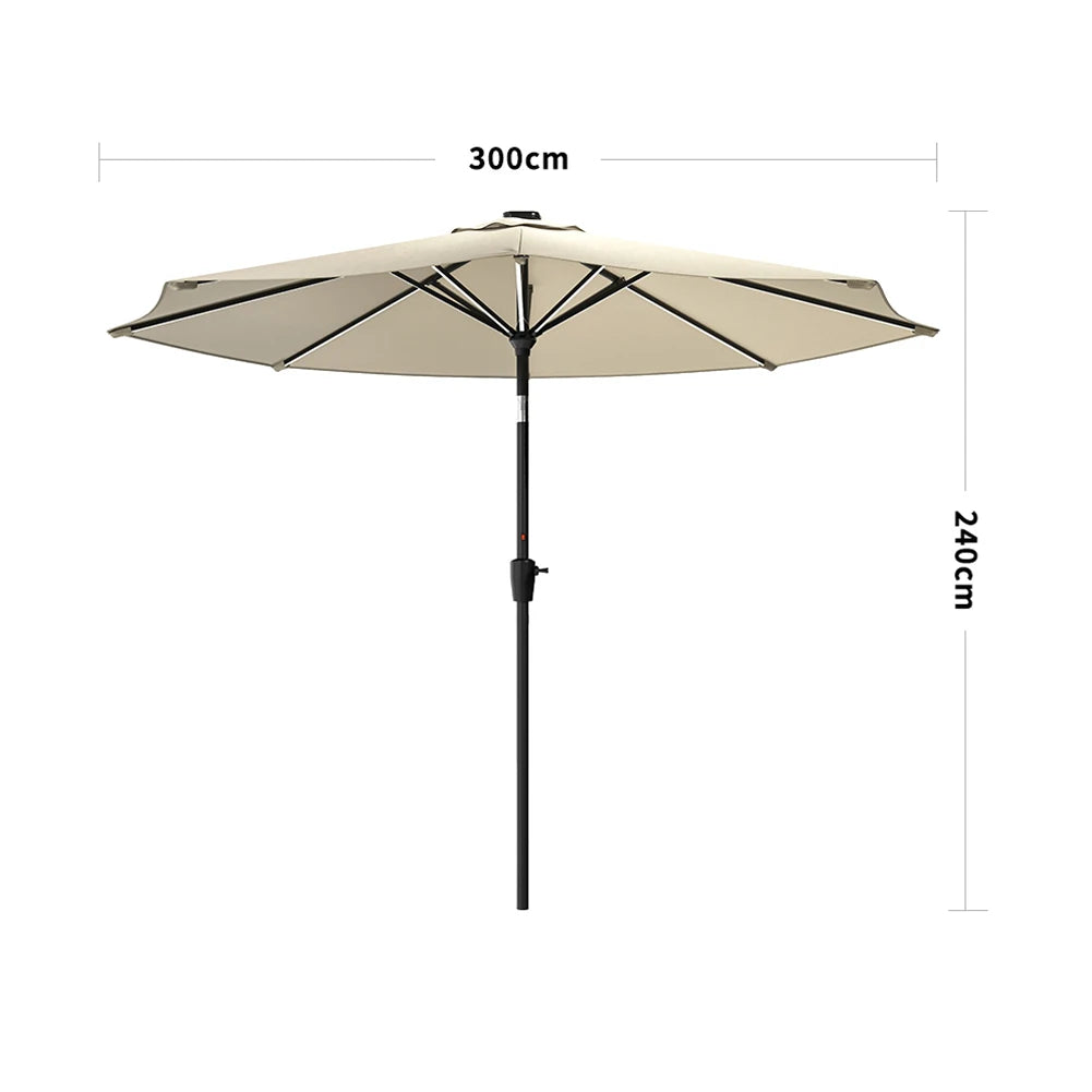 【Breeins】Large Solar Powered LED Patio Umbrella for Outdoor Garden Patio
