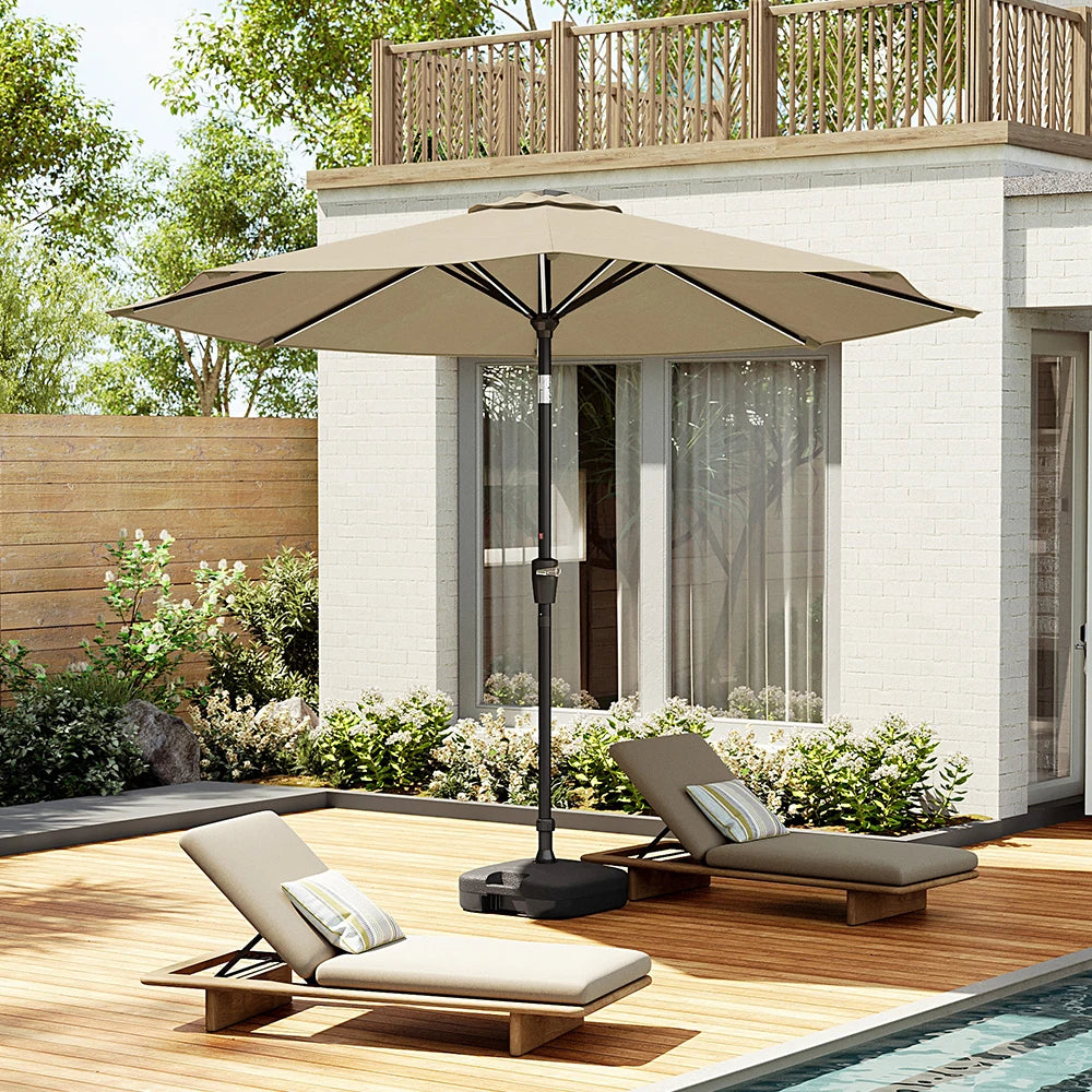 【Breeins】Large Solar Powered LED Patio Umbrella for Outdoor Garden Patio