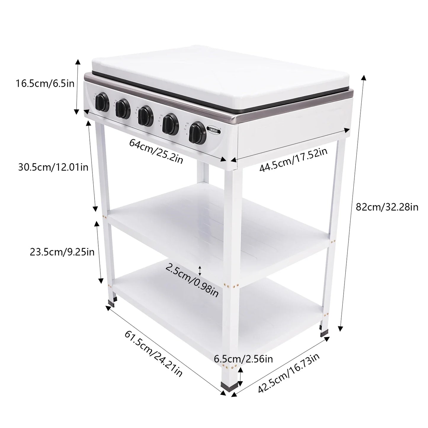 5-Burner Gas Stove: 2.5KW Power Efficient 5 Knobs Durable Independent Control Rapid Heat Dissipation Energy-Saving