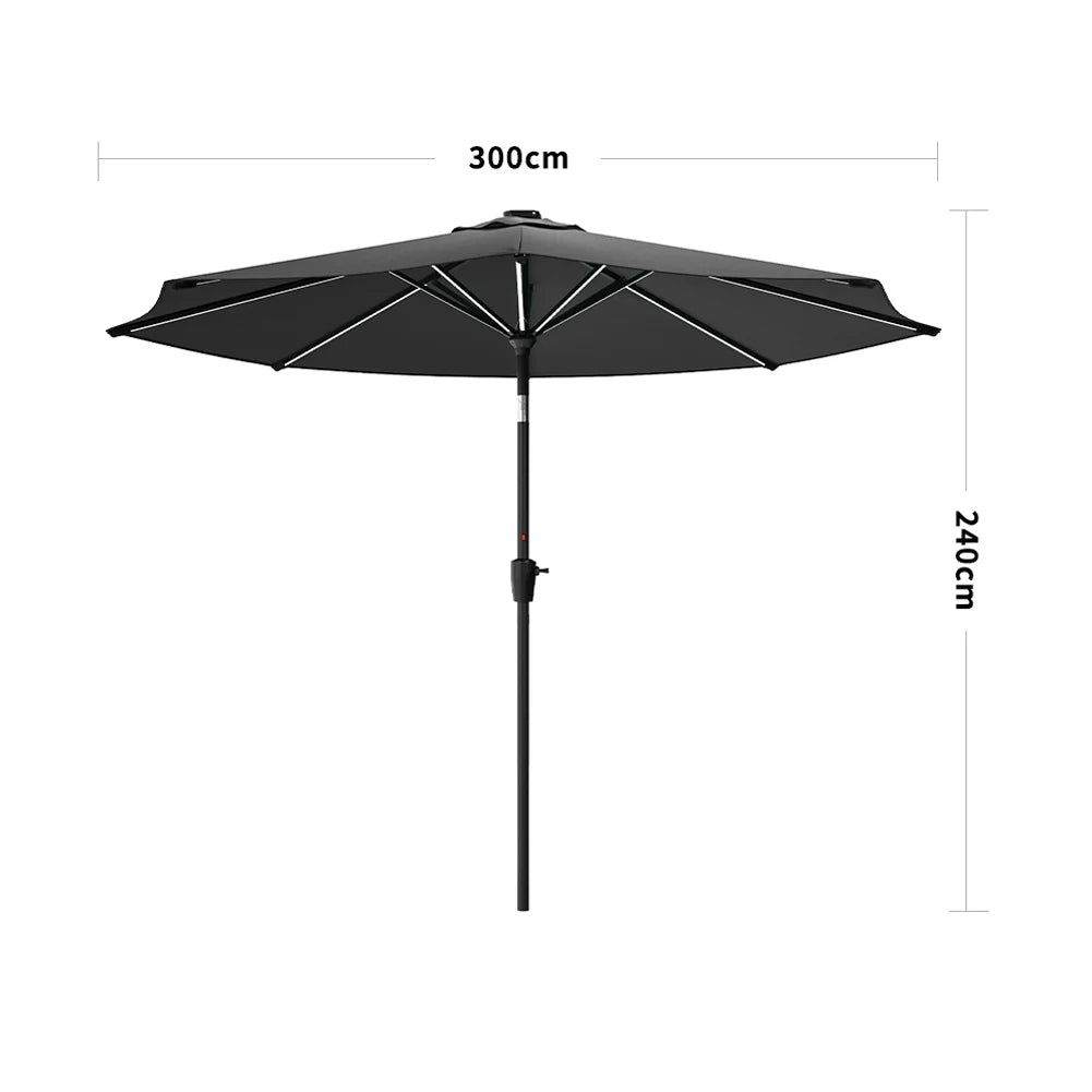 【Breeins】Large Solar Powered LED Patio Umbrella for Outdoor Garden Patio