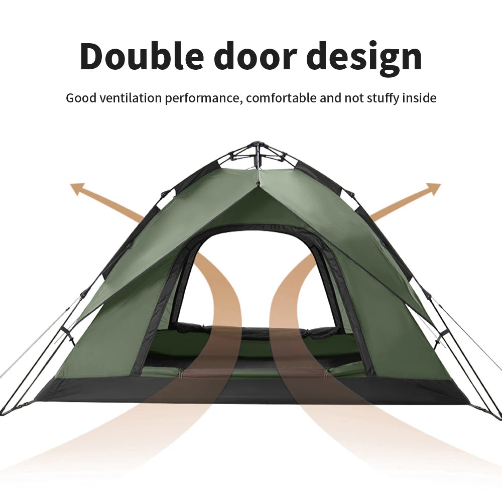 Camping Automatic Tent One Touch Waterproof Roof Top Tents Double Door 3 Person Tent Outdoor Beach Fish Shelter Tent