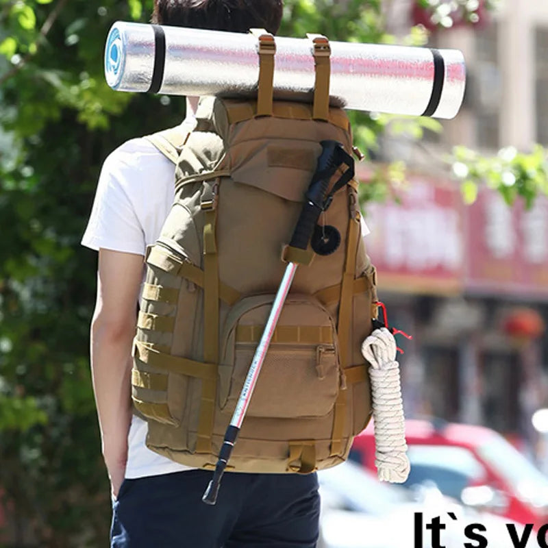 Molle 60L Camping Backpack Tactical Bag Large Waterproof Backpacks Camouflage Hiking Men Outdoor Bags XA281WA