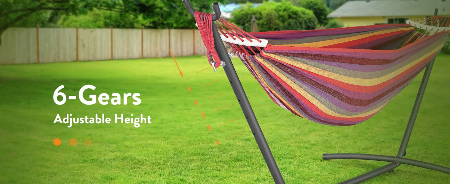 Hammock with Adjustable Stand- Stylish Hammock Bed w/Storage Bag, 600lb Capacity