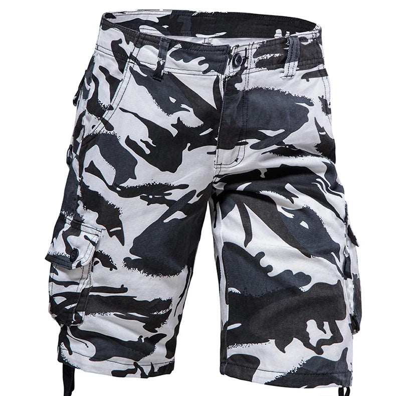 Men's Camo Shorts Summer Casual Half Pants Camouflage Outdoor Sports Short Pants Side Pocket Cotton Breathable Shorts