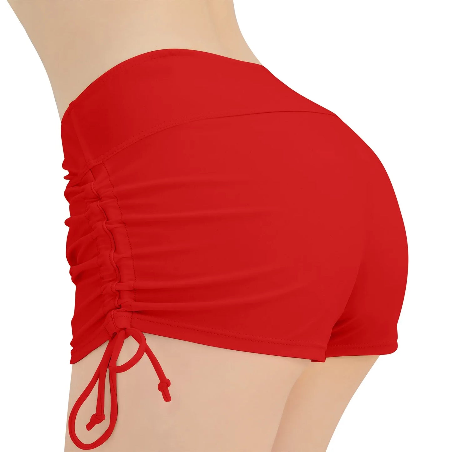 Women Swimsuit Panties Swimwear Beach Shorts High Waist Sides Adjustable Drawstring Stretch Sports Bathing Suit Tankini Bottoms