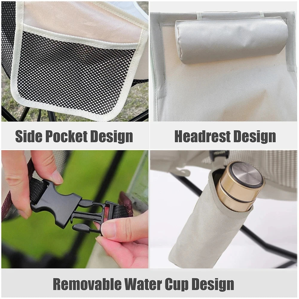 Portable Folding Camping Chair with Headrest Lightweight Tourist Chairs Aluminum Alloy Fishing Chair Outdoor Furniture