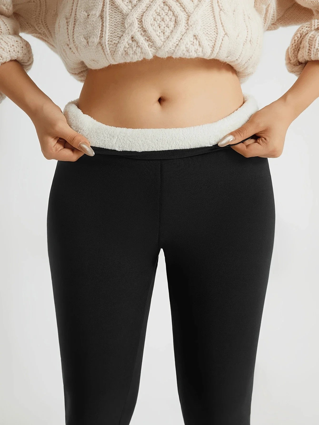 Women's Casual Thickened Fleece-Lined Warm Leggings With Lamb Wool Lining For Running Colanti