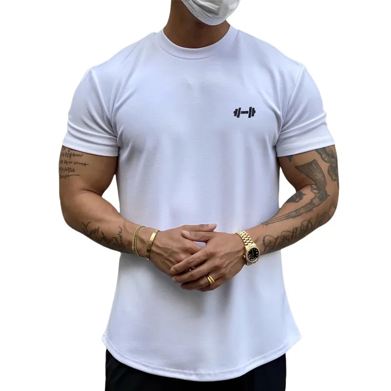 Summer Cotton t Shirt Men Short Sleeve t-Shirt Fitness Gym t-Shirts Training Sport Tee Shirts Fashion Casual Tops Man Clothing