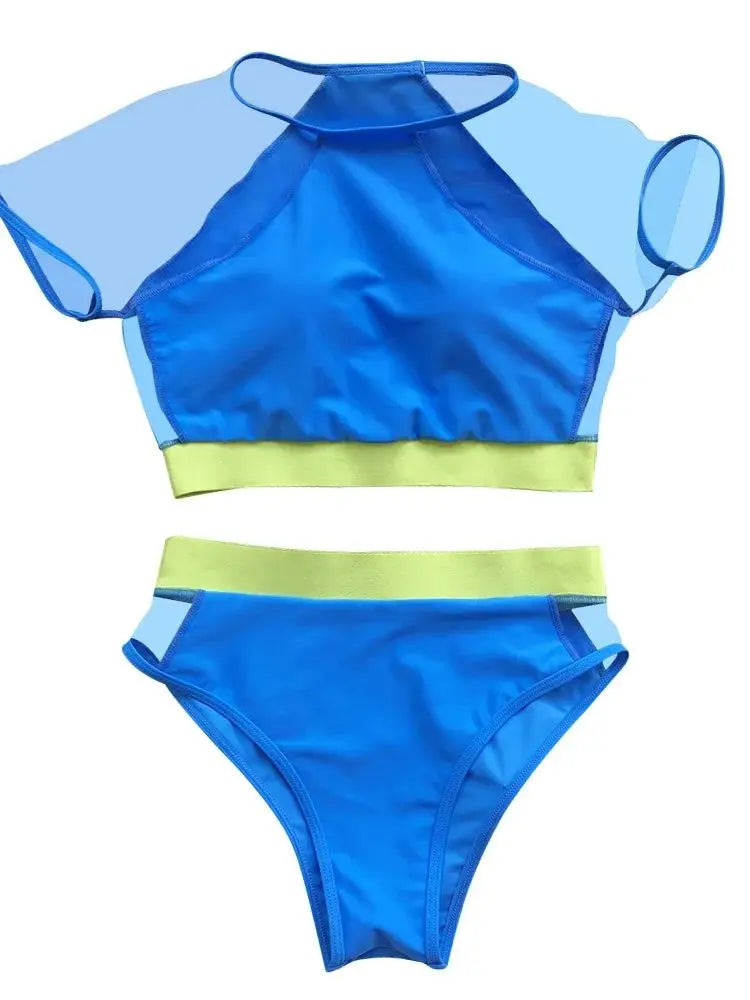 Vigorshely High waist Swimwear Women Sexy Mesh Hollow Bikini 2025 Push up Swimsuit Female Brazilian Bikini Set Bathing Suit Swim