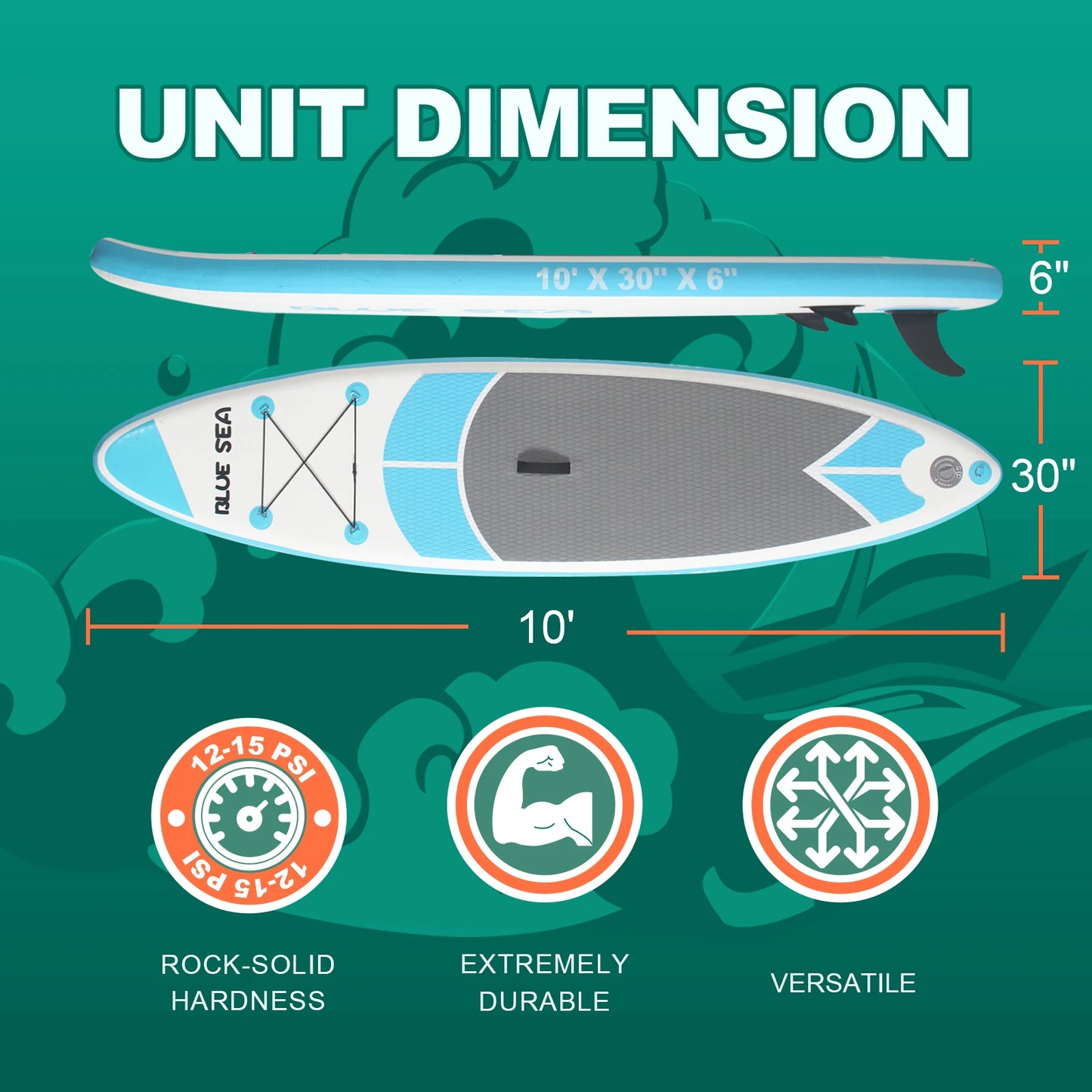 10ft Inflatable Stand Up Paddle Board for Adults, Anti-Slip EVA Deck, SUP Board with Accessories