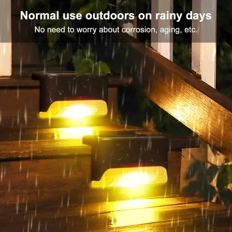 4Pcs Garden Fence LED Wall Light Deck Step Lamp Yard Corridor Landscape Lighting External Solar Wall Lamp Home Decor Night Light
