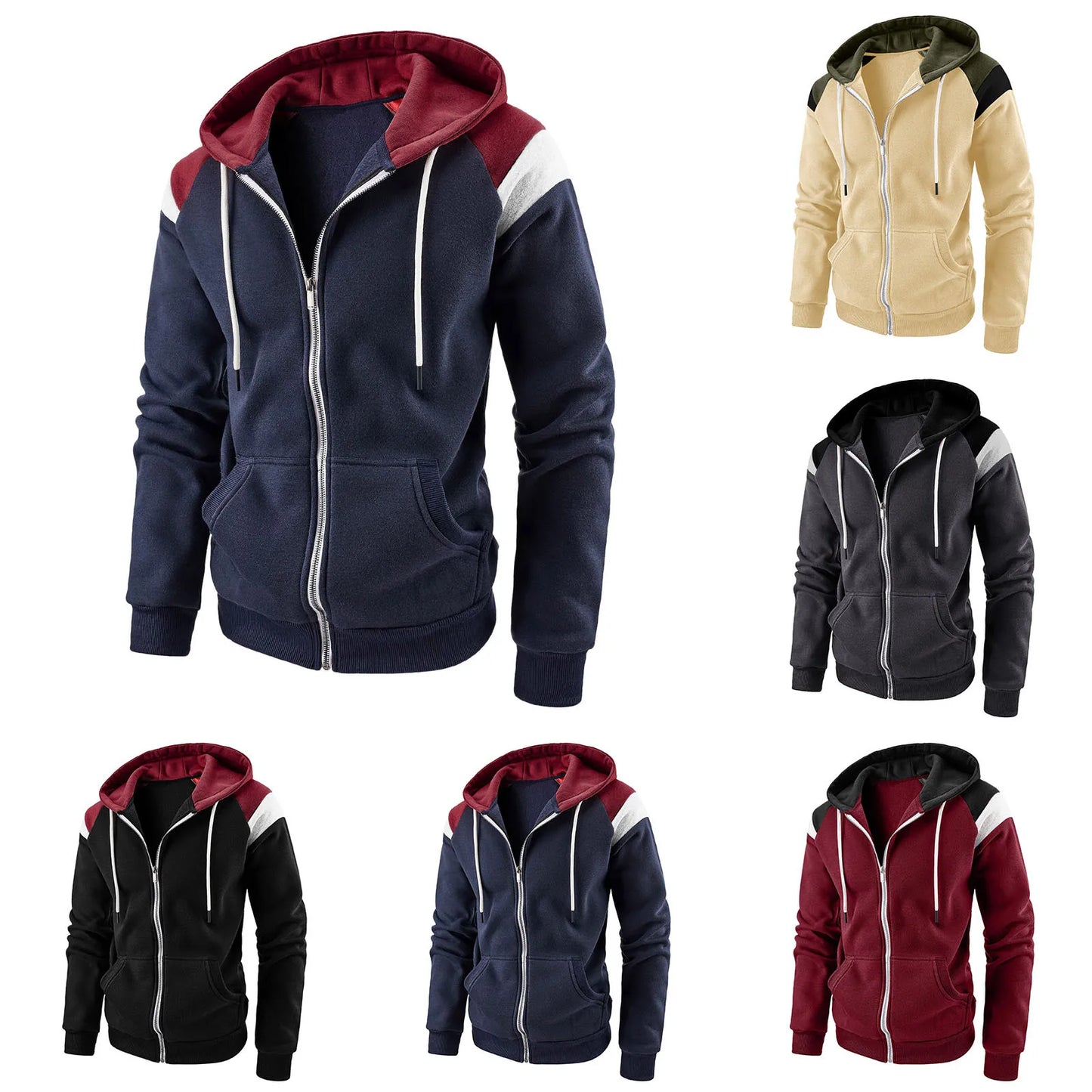 Men's Hoodie Fleece Cool Casual Winter Apparel Hoodies Sweatshirts Casual Sports Cardigan Long Sleeved Zipper Top Men Clothing