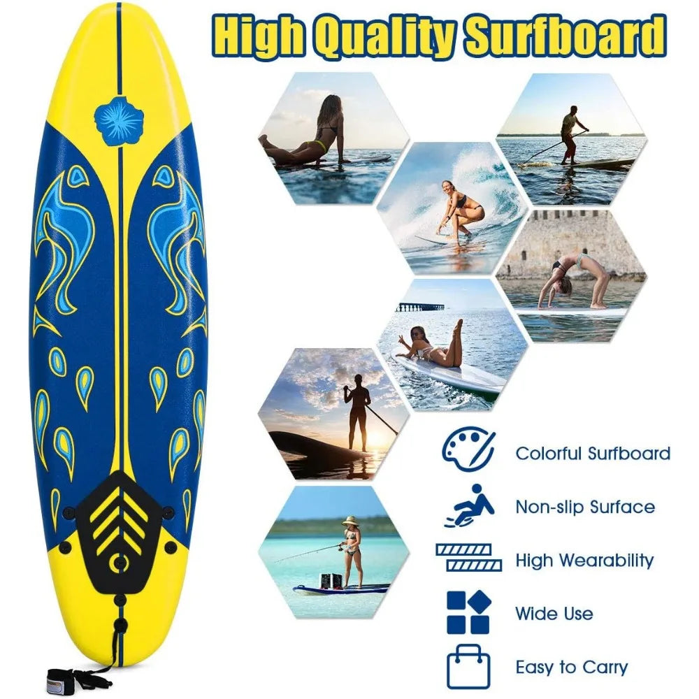 6 FT Stand Up Paddle Board with Removable Fins & Safety Leash for Teenagers, Adult, Beginners, Lightweight Non-Slip Paddle Board
