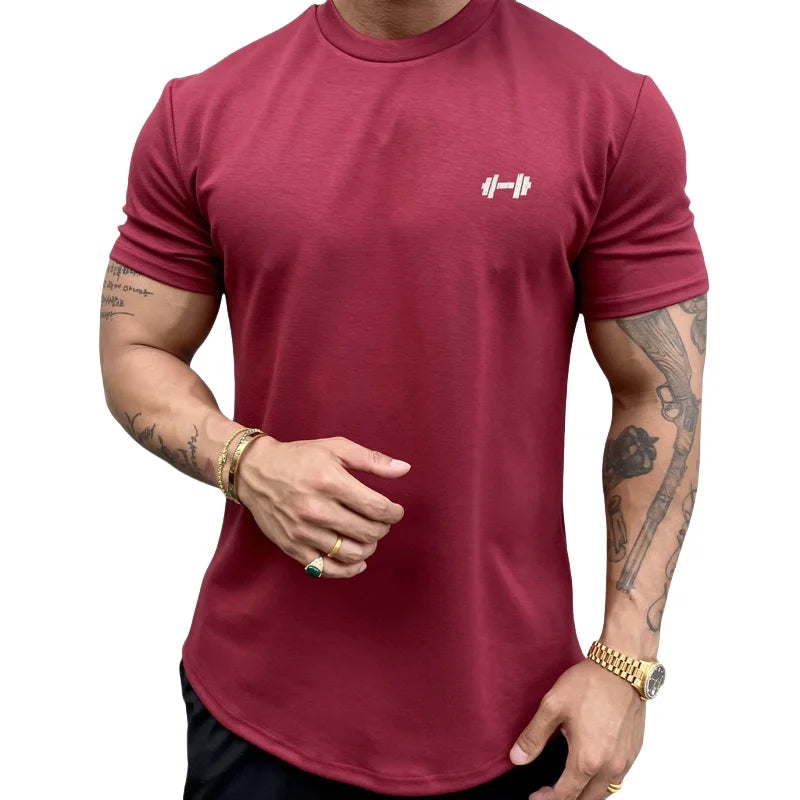 Summer Cotton t Shirt Men Short Sleeve t-Shirt Fitness Gym t-Shirts Training Sport Tee Shirts Fashion Casual Tops Man Clothing