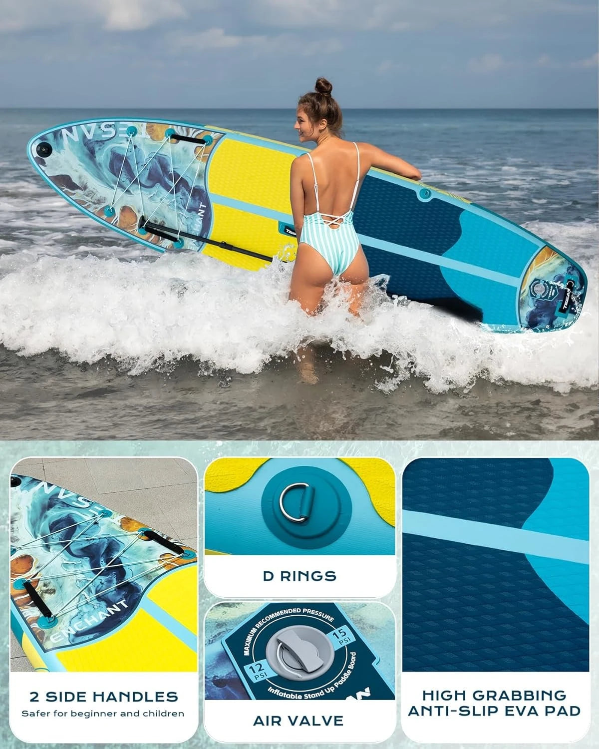 11'6x35'' Extra Wide Inflatable Paddle Board,All-Round Ultra Stable Stand Up Paddleboards with Plus Kits for 450lb