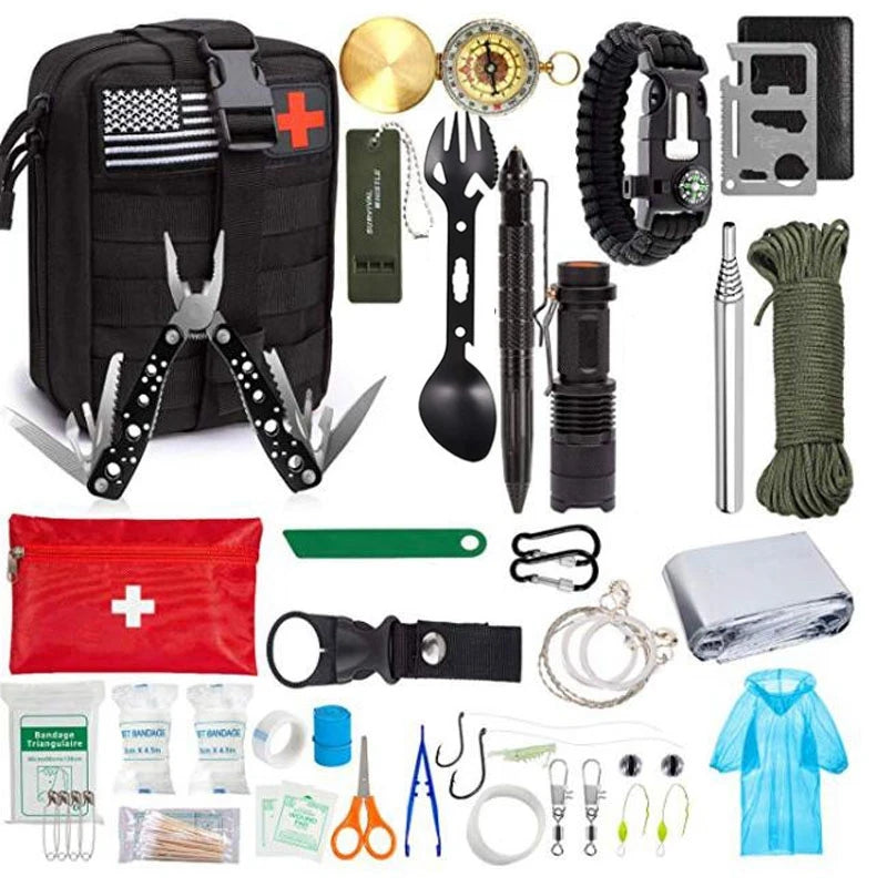 Outdoor Survival Kit for Camping, Travel, Multifunction Emergency  Medical Bag, Tactical First Aid Kit, SOS Wilderness Adventure