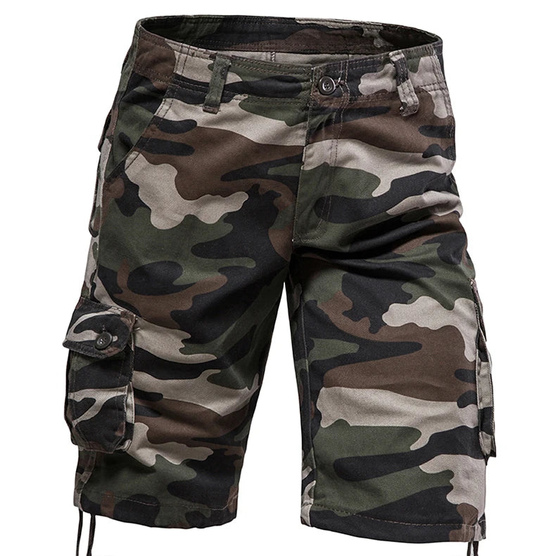 Men's Camo Shorts Summer Casual Half Pants Camouflage Outdoor Sports Short Pants Side Pocket Cotton Breathable Shorts