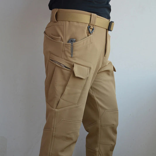 Men Winter Waterproof Climbing SkiingTrekking Fleece Fishing Tactical Sharkskin Cargo Pants Camping Hiking Trousers