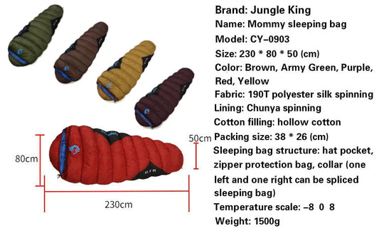 Thickened Winter Cold Weather Waterproof Sleeping Bag Camping Hiking Supplies -8℃ Cotton Sleeping Bags